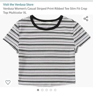 Striped Ribbed Stretch Crop Top L/XL